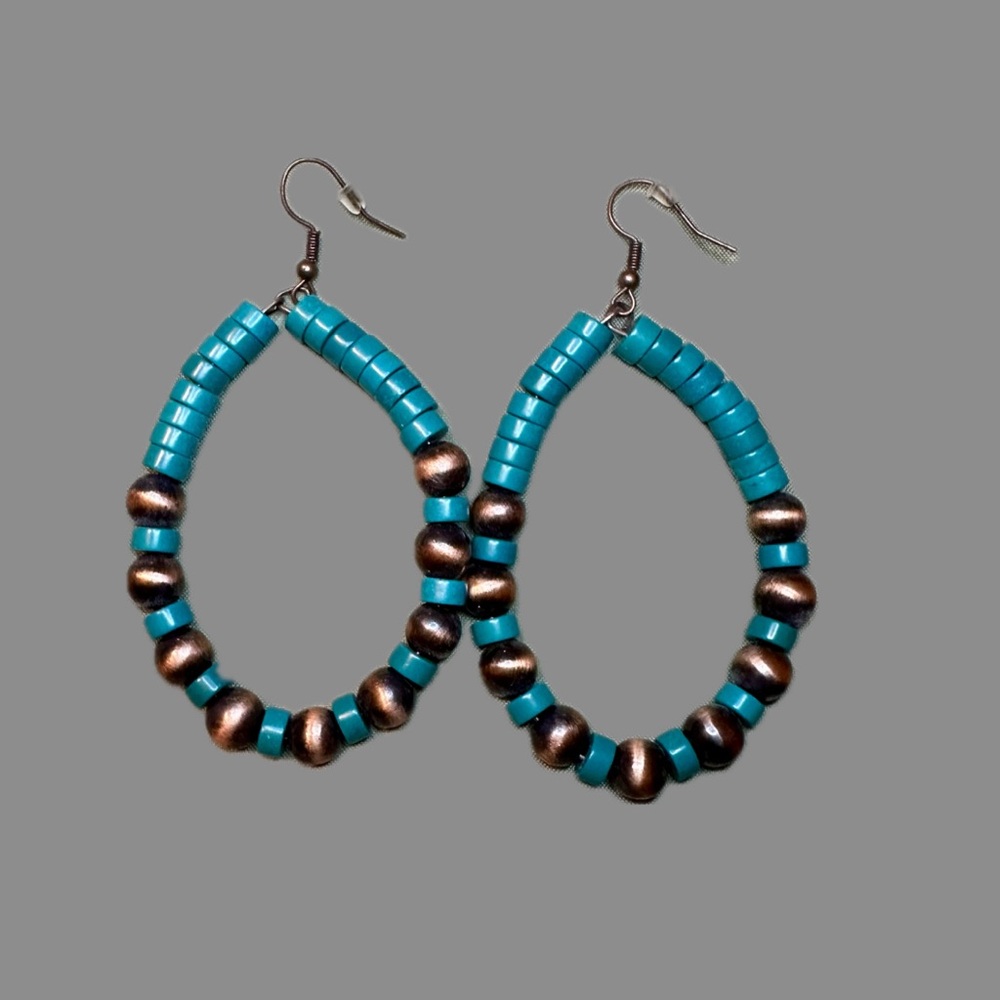 Navajo Pearl and Turquoise Bead Earrings